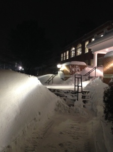 The snow outside the library. It got to be taller than a lot of people!